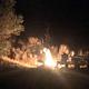 A blazing campfire at Elk Creek Campground