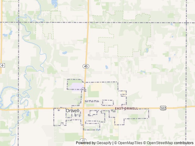 Map of Pine Lakes Campground location at Austinburg Township, OH, United States