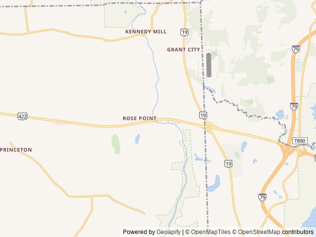 Map of Rose Point Park Cabins & Camping location at New Castle, PA, United States