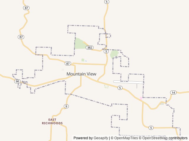Map of Court Square RV Park location at Mountain View, AR, United States