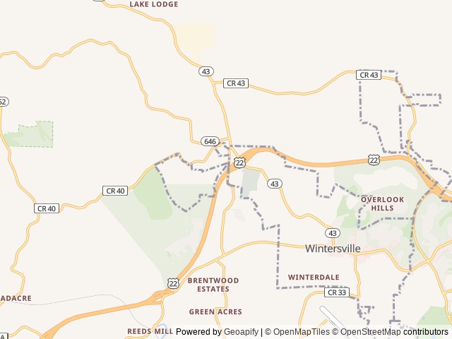 Map for Luxury Camping Experience near Wintersville, PA