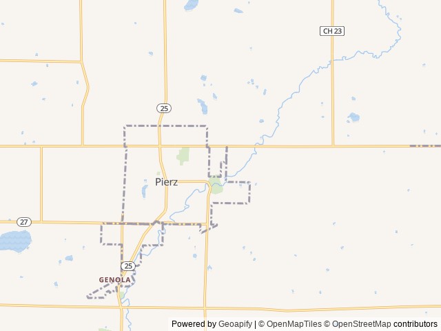 Map of Pierz Golf Course and Campground location at Pierz, MN, United States