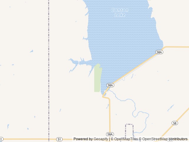 Map of Canadian location at Canton, OK, United States