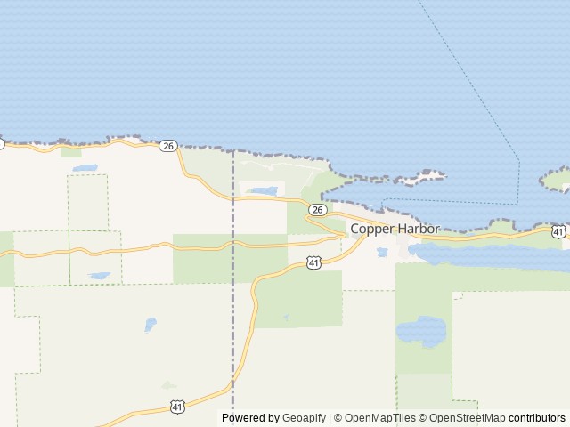 Map of Trail's End Campground location at Copper Harbor, MI, United States