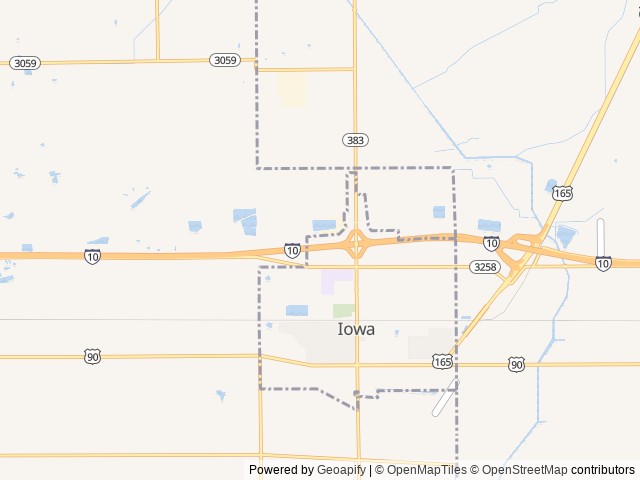 Map of Cypress Bend RV Park /Iowa Bed & Breakfast location at Welsh, LA, United States