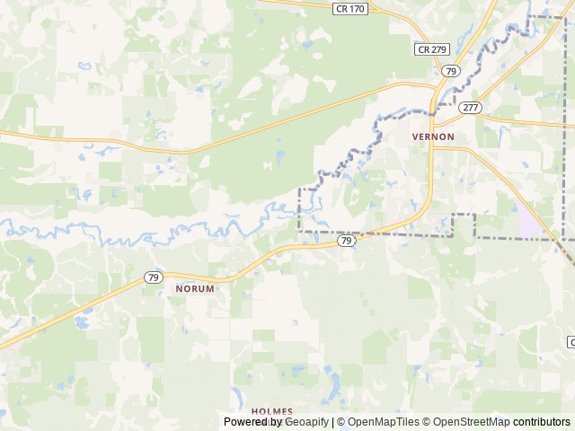 Map of Holmes Creek Camping & RV Resort location at Vernon, FL, United States