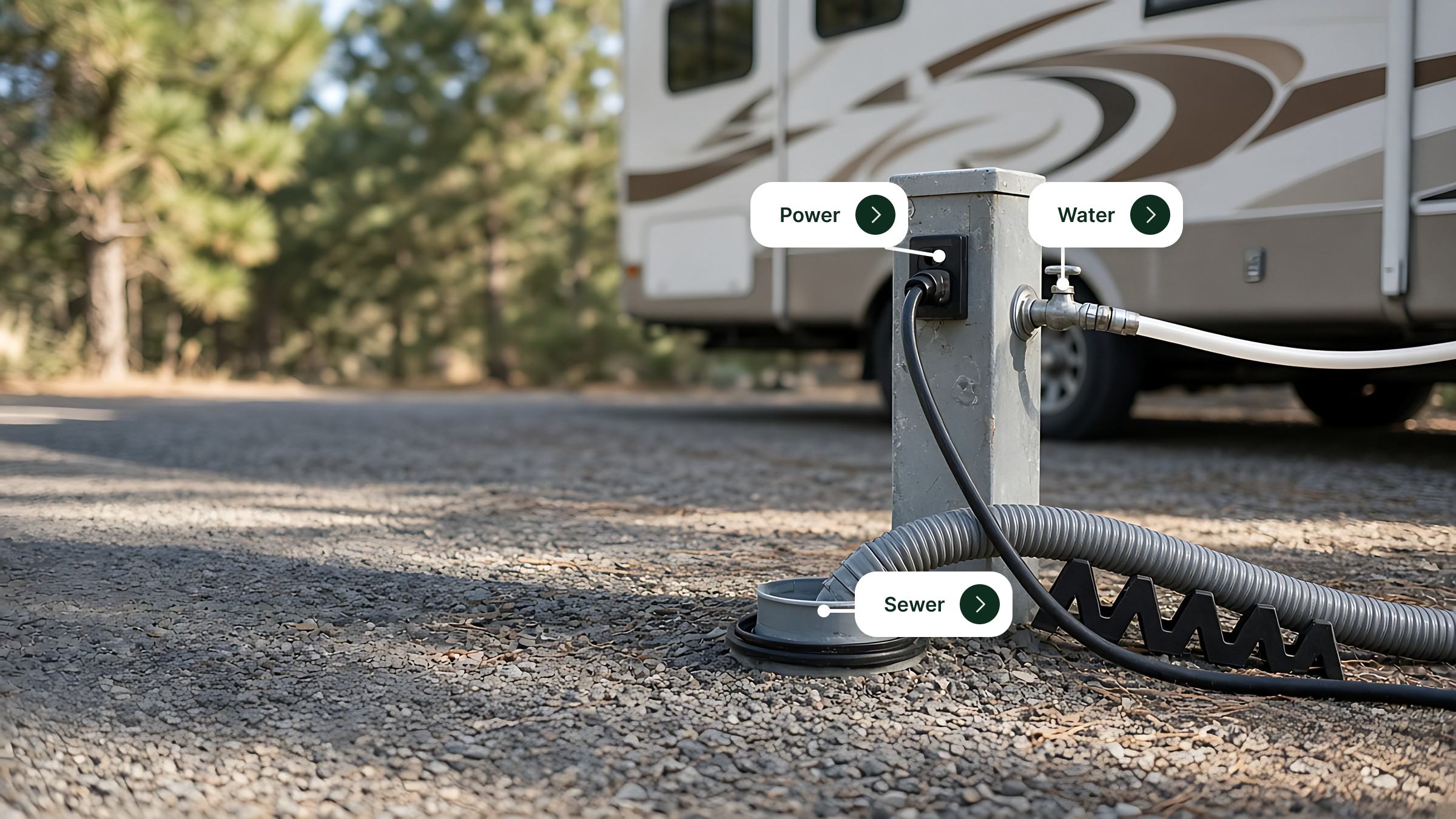 Campground site types explained: full hookup, partial hookup, dry camping, and boondocking