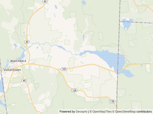 Map of Tamarack Lodge & Glamping Resort CT location at Voluntown, CT, United States