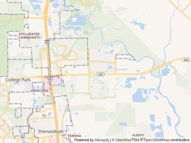 Map of Woodland Lakes RV Park location at Magnolia, TX, United States