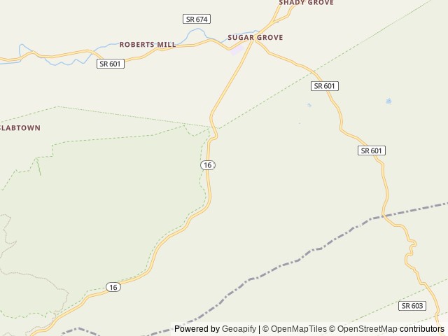 Map of Raccoon Branch Campground location at Sugar Grove, VA, United States