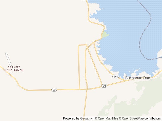 Map of FREEDOM LIVES RANCH RV RESORT location at Buchanan Dam, TX, United States