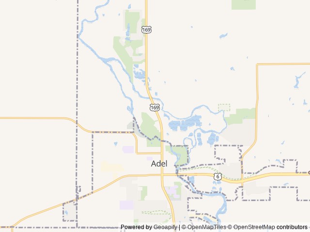 Map of Dallas County Fairgrounds Campground location at Adel, IA, United States
