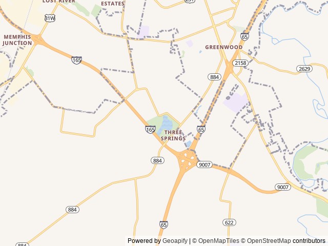 Map of Bowling Green KOA Holiday location at Bowling Green, KY, United States