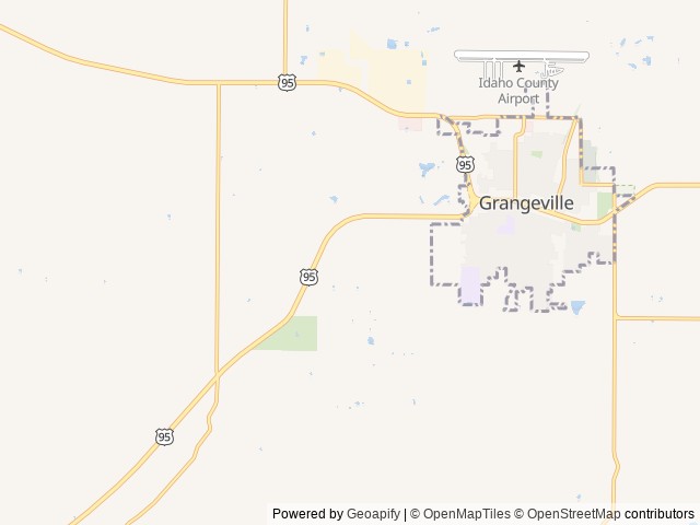 Map of Bear Den RV Resort location at Grangeville, ID, United States