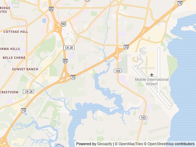 Map of Shady Acres Campground location at Theodore, AL, United States
