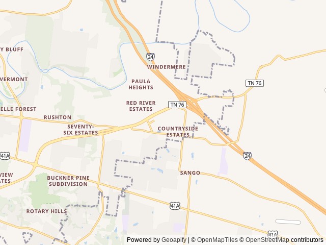 Map for Meet "Bugsy": Easy-Driving Entegra Odyssey 24b near Clarksville, TN