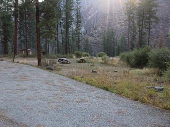 Ray of light shines down on Pine Flats Campground