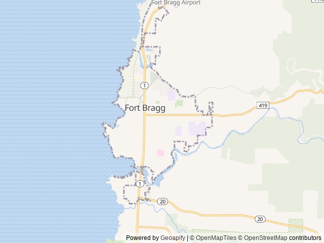 Map for Hazzard's Cozy Camper: Ready to Roam! near Fort Bragg, CA