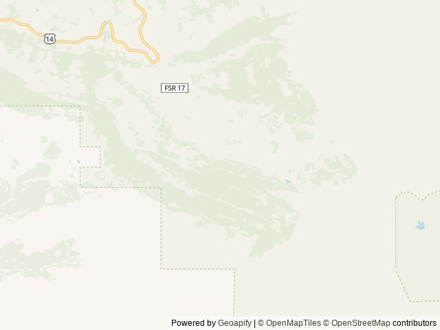 Map of Shell Creek location at Greybull, WY, United States
