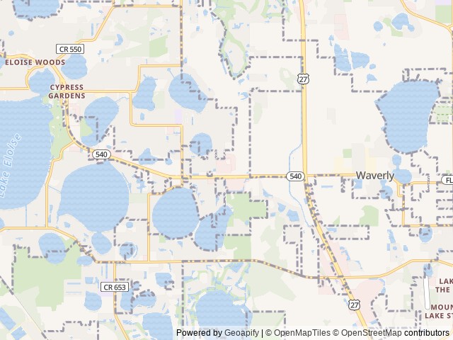 Map of Cypress Campground & RV Park location at Winter Haven, FL, United States