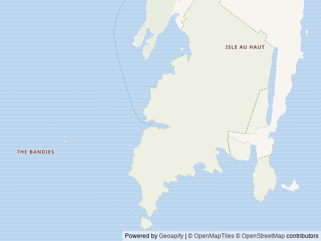 Map of Duck Harbor Campground location at Bar Harbor, ME, United States