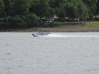 Boat along north shoreline - Blue Bill