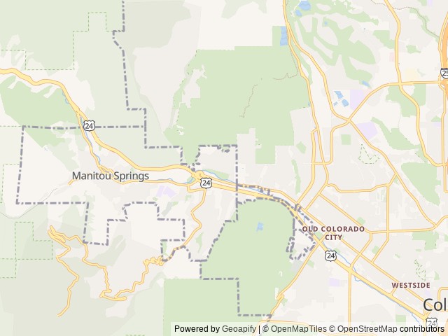 Map of Garden of the Gods RV Resort location at Colorado Springs, CO, United States