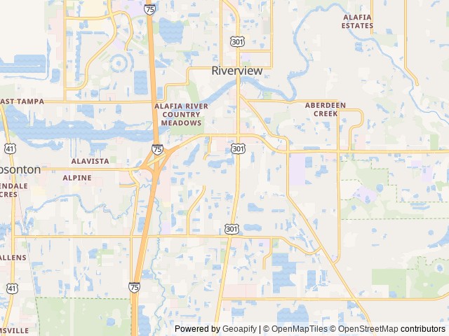 Map of Rice Creek RV Resort location at Riverview, FL, United States