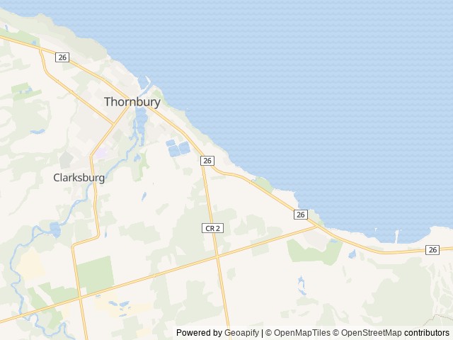 Map of Bloom Resorts Blue Mountains location at Clarksburg, ON, Canada