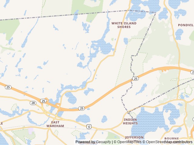 Map of Cape Cod’s Maple Park Campground location at Wareham, MA, United States
