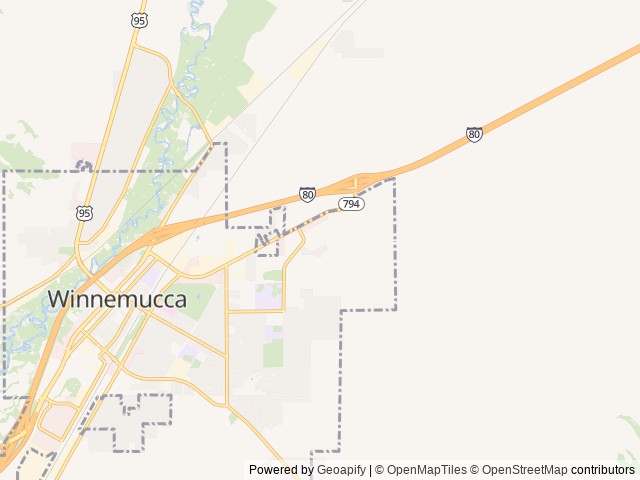 Map of New Frontier RV Park location at Winnemucca, NV, United States