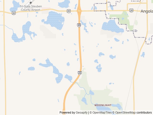 Map of Happy Acres location at Angola, IN, United States