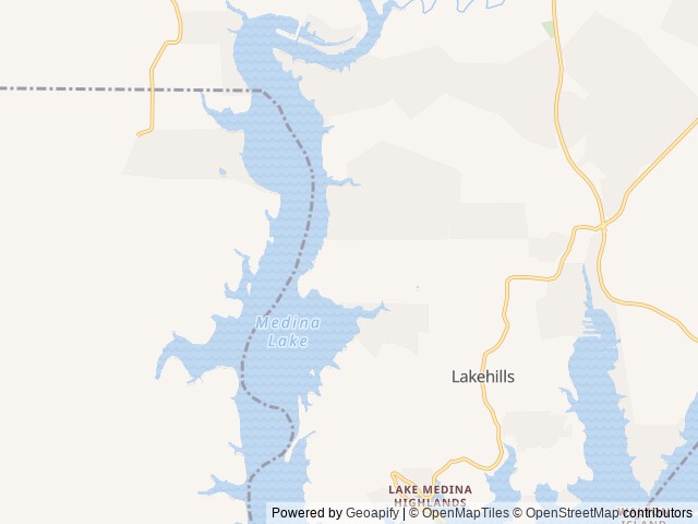 Map of Thousand Trails - Medina Lake RV Campground location at   Pine Creek TX  78063, TX, United States