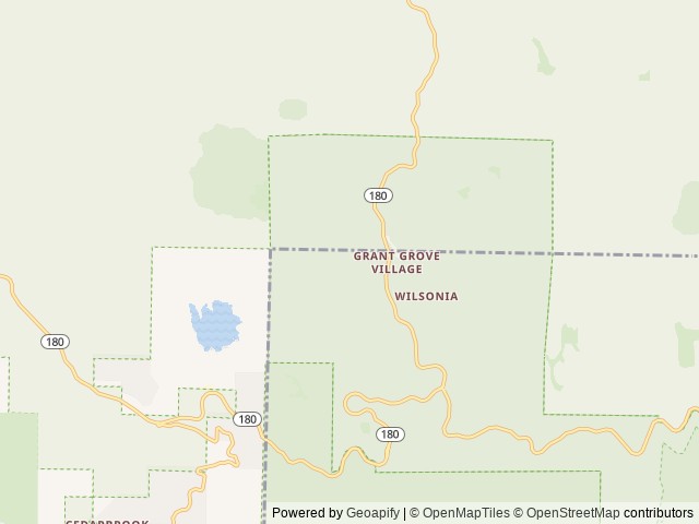Map of Sunset Campground (CA) location at Three Rivers, CA, United States