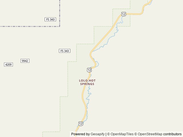 Map of Lolo Hot Springs Resort location at Lolo, MT, United States