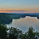 View of Philpott Lake at sunset.