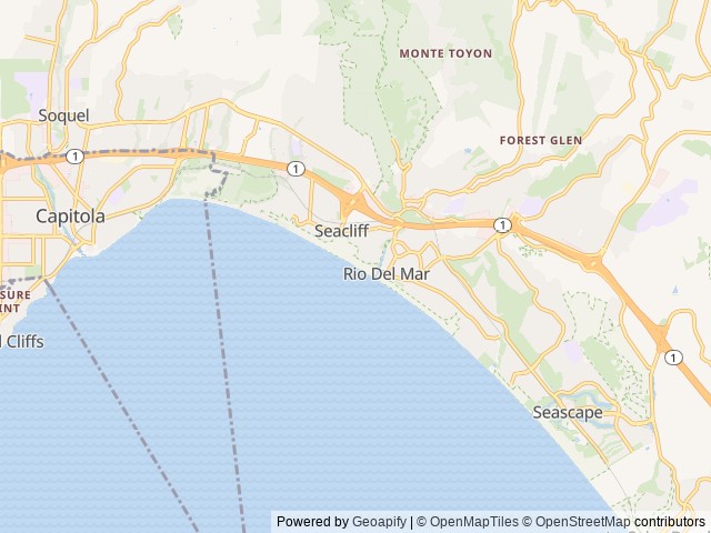 Map of Seacliff Center Trailer Park location at Aptos, CA, United States