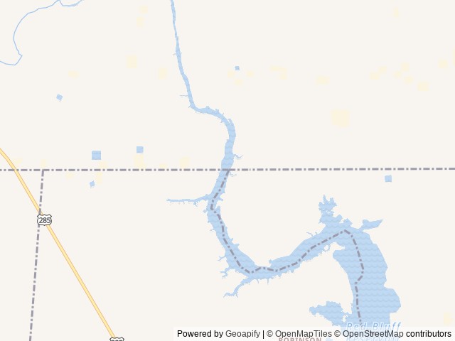 Map of Red Bluff Reservoir location at Carlsbad, NM, United States