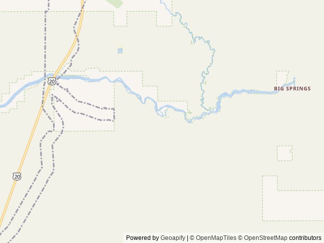 Map of Big Springs Warming Hut location at Island Park, ID, United States