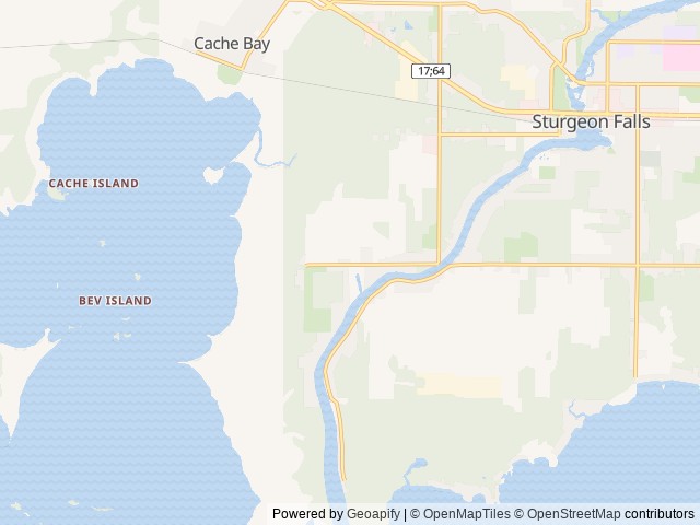 Map of Sturgeon Falls KOA Holiday location at Sturgeon Falls, ON, Canada