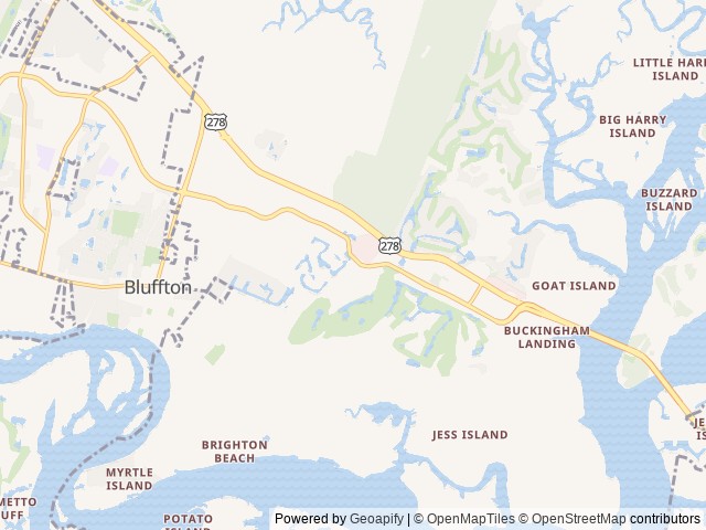 Map of Hilton Head National RV Resort location at Bluffton, SC, United States