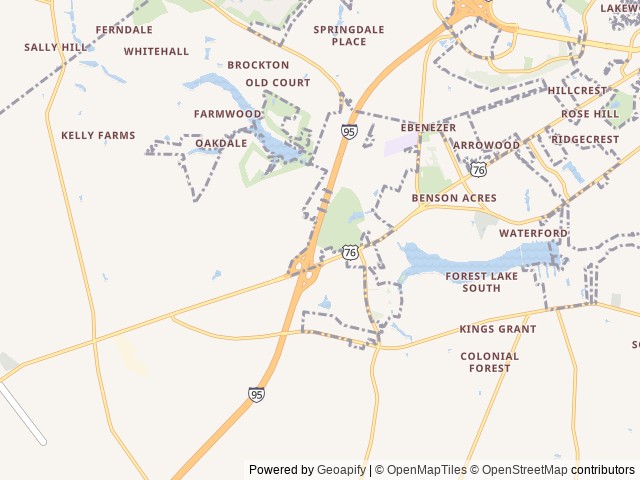 Map of Swamp Fox Campground location at Florence, SC, United States