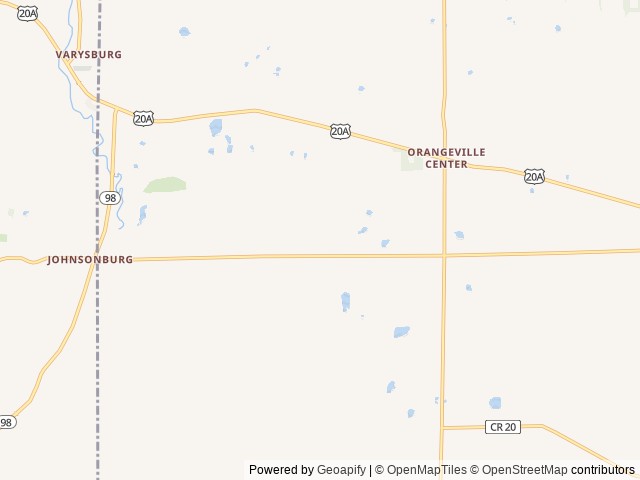 Map of Rustic Woods Campground location at Varysburg, NY, United States