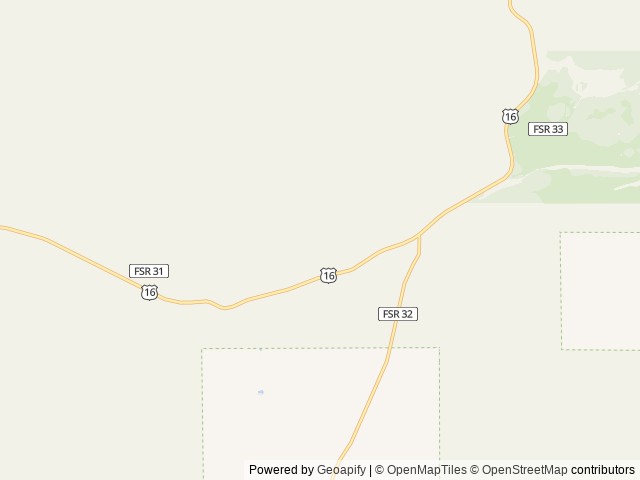 Map of Lost Cabin Campground location at Buffalo, WY, United States