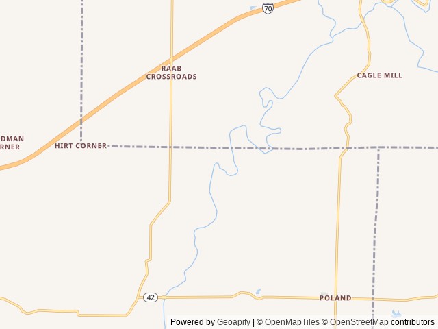 Map of Camp Krietenstein location at Center Point, IN, United States