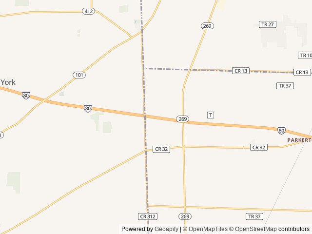 Map for Happy Camper RV Rental near Bellevue, OH