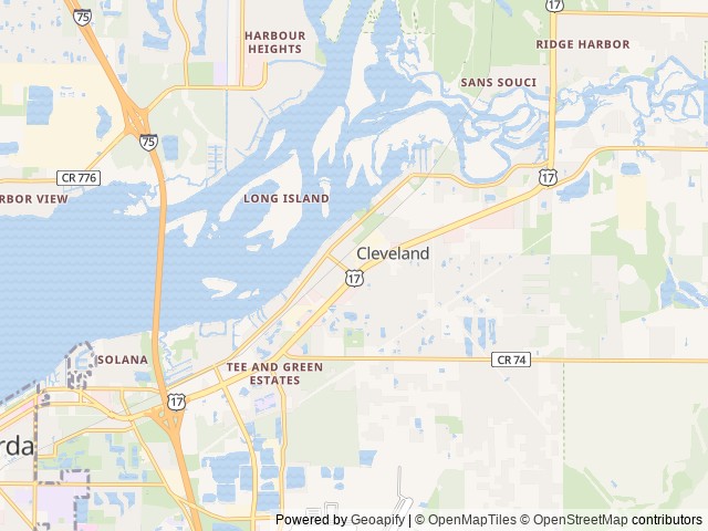 Map of Peace River RV Park location at Punta Gorda, FL, United States