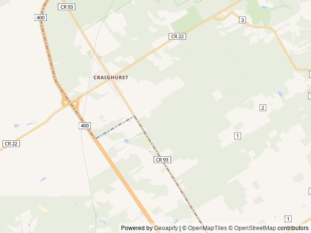 Map of Barrie KOA Holiday location at Springwater, ON, Canada