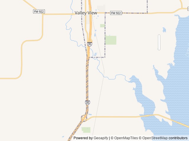 Map of WillowBend RV Park location at Valley View, TX, United States