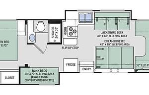 Bunk Floorplan Freedom Elite 30FE - Sleeps 8!